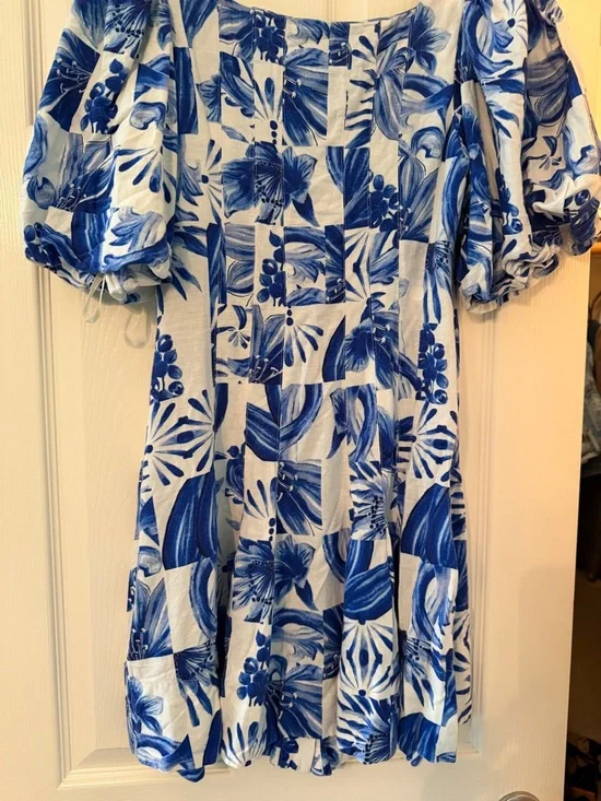 FARM Rio White and Blue Floral Midi Dress - Picture 6 of 6